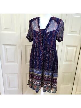 Anthropologie Maeve Adrian Sheer Tunic Dress Boho Size Medium